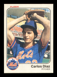 Carlos Diaz Autographed 1983 Fleer Card #540 New York Mets SKU #166836