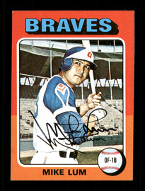 Mike Lum Autographed 1975 Topps Mini Card #154 Atlanta Braves SKU #168598