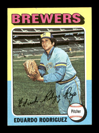 Eduardo Rodriguez Autographed 1975 Topps Mini Card #582 Milwaukee Brewers SKU #168674