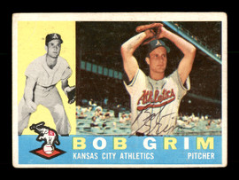 Bob Grim Autographed 1960 Topps Card #78 Kansas City A's SKU #169586