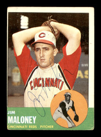 Jim Maloney Autographed 1963 Topps Card #444 Cincinnati Reds SKU #170176