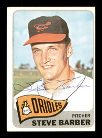 Steve Barber Autographed 1965 Topps Card #113 Baltimore Orioles SKU #170416