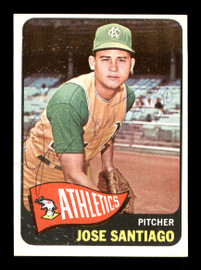 Jose Santiago Autographed 1965 Topps Rookie Card #557 Kansas City A's SKU #170567