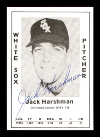 Jack Harshman Autographed 1979 Diamond Greats Card #146 Chicago White Sox SKU #171562