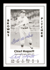 Chief Hogsett Autographed 1979 Diamond Greats Card #177 St. Louis Browns "Best Wishes" SKU #171606