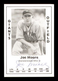 Joe Moore Autographed 1979 Diamond Greats Card #31 New York Giants SKU #171834