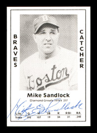 Mike Sandlock Autographed 1979 Diamond Greats Card #217 Boston Braves SKU #171969