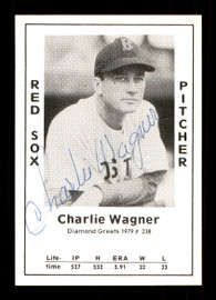 Charlie Wagner Autographed 1979 Diamond Greats Card #238 Boston Red Sox SKU #172123