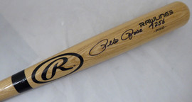Pete Rose Autographed Blonde Rawlings Bat Cincinnati Reds "4256" In Black PR Holo Stock #177050