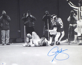 Lawrence Taylor Autographed 16x20 Photo New York Giants Over Cunningham Beckett BAS Stock #177683