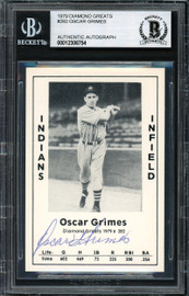 Oscar Grimes Autographed 1979 Diamond Greats Card #282 Cleveland Indians Beckett BAS #12306754