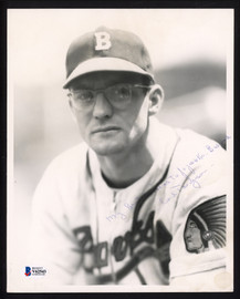 Earl Torgeson Autographed George Burke 8x10 Photo Boston Braves "Best Wishes" Beckett BAS #V62543