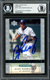 Alex Rodriguez Autographed 2002 Upper Deck Ovation Card #112 Texas Rangers Beckett BAS #12410414