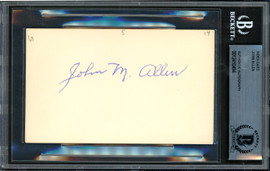 John M. Allen Autographed 3x5 Index Card Baltimore Terrapins Died 1967 Beckett BAS #12410494