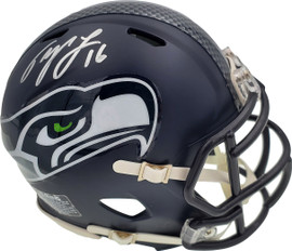 Tyler Lockett Autographed Seattle Seahawks Speed Mini Helmet In Silver MCS Holo Stock #182260
