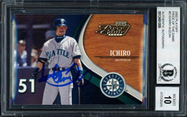 Ichiro Suzuki Autographed 2002 Playoff Piece of the Game Card #3 Seattle Mariners Auto Grade 10 Beckett BAS #12491009