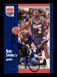 Rory Sparrow Autographed 1991-92 Fleer Card #180 Sacramento Kings SKU #183303