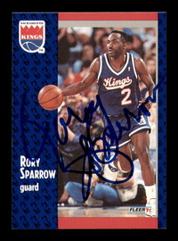 Rory Sparrow Autographed 1991-92 Fleer Card #180 Sacramento Kings SKU #183305