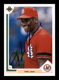 Felix Jose Autographed 1991 Upper Deck Card #387 St. Louis Cardinals SKU #184136
