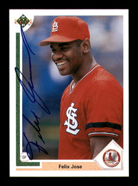 Felix Jose Autographed 1991 Upper Deck Card #387 St. Louis Cardinals SKU #184137