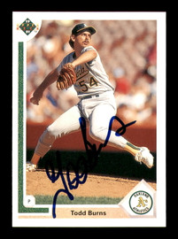 Todd Burns Autographed 1991 Upper Deck Card #405 Oakland A's SKU #184144