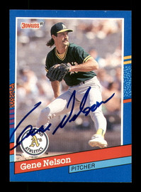 Gene Nelson Autographed 1991 Donruss Card #385 Oakland A's SKU #184512
