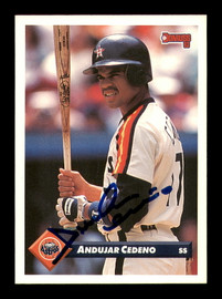 Andujar Cedeno Autographed 1993 Donruss Card #456 Houston Astros SKU #184616