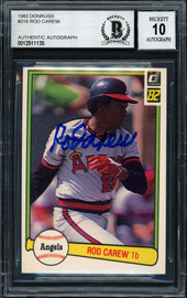 Rod Carew Autographed 1982 Donruss Card #216 California Angels Auto Grade 10 Beckett BAS #12511135