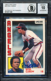 Rod Carew Autographed 1984 O-Pee-Chee Card #26 California Angels Auto Grade 10 Beckett BAS #12511506