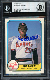 Rod Carew Autographed 1981 Fleer Card #268 California Angels Beckett BAS #12511875