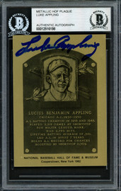 Luke Appling Autographed 1982 Metallic HOF Plaque Card Chicago White Sox Beckett BAS #12516198