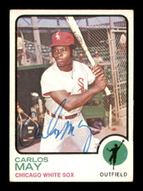 Carlos May Autographed 1973 Topps Card #105 Chicago White Sox SKU #188027