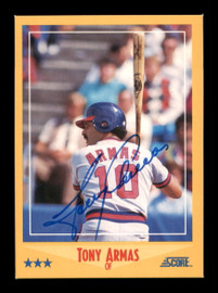 Tony Armas Autographed 1988 Score Card #487 California Angels SKU #188420