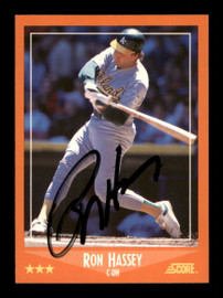 Ron Hassey Autographed 1988 Score Traded Card #33T Oakland A's SKU #188453