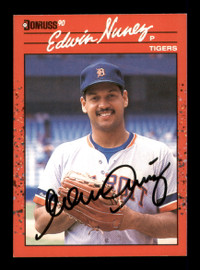 Edwin Nunez Autographed 1990 Donruss Card #563 Detroit Tigers SKU #188588