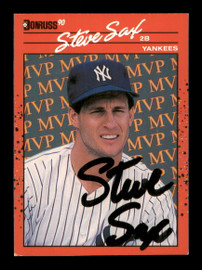 Steve Sax Autographed 1990 Donruss MVP Card #BC-22 New York Yankees SKU #188600
