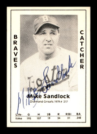 Mike Sandlock Autographed 1979 Diamond Greats Card #217 Boston Braves SKU #188827