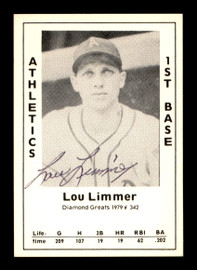 Lou Limmer Autographed 1979 Diamond Greats Card #342 Philadelphia A's SKU #188926