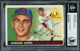 Gordon Jones Autographed 1955 Topps Rookie Card #78 St. Louis Cardinals Beckett BAS #12351501