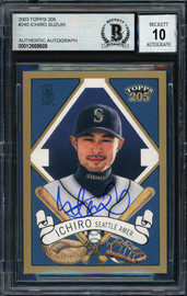 Ichiro Suzuki Autographed 2003 Topps 205 Card #240 Seattle Mariners Auto Grade 10 Beckett BAS #12669505