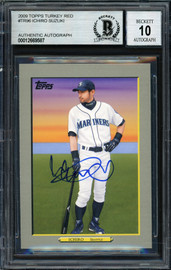 Ichiro Suzuki Autographed 2009 Topps Turkey Red Card #TR96 Seattle Mariners Auto Grade 10 Beckett BAS Stock #189862