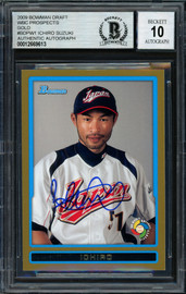 Ichiro Suzuki Autographed 2009 Bowman Draft Gold Card #BDPW1 Japan Auto Grade 10 Beckett BAS #12669613