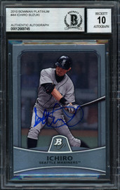 Ichiro Suzuki Autographed 2010 Bowman Platinum Card #44 Seattle Mariners Auto Grade 10 Beckett BAS #12669745