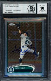 Ichiro Suzuki Autographed 2012 Topps Chrome Card #100 Seattle Mariners Auto Grade 10 Beckett BAS #12669900