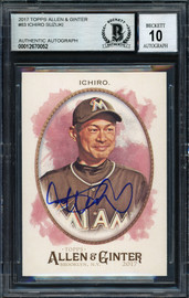 Ichiro Suzuki Autographed 2017 Topps Allen & Ginter Card #83 Miami Marlins Auto Grade 10 Beckett BAS Stock #189934