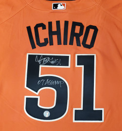 Seattle Mariners Ichiro Suzuki Autographed Orange Majestic 2007 All-Star Game Jersey "07 ASG MVP" Size XL IS Holo Stock #189814