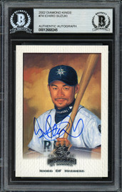Ichiro Suzuki Autographed 2002 Donruss Diamond Kings Card #74 Seattle Mariners Beckett BAS Stock #191247