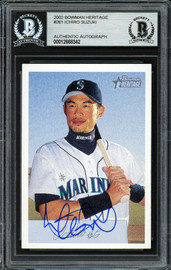 Ichiro Suzuki Autographed 2002 Bowman Heritage Card #261 Seattle Mariners Beckett BAS Stock #191255