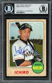 Ichiro Suzuki Autographed 2018 Topps Heritage Card #300 Miami Marlins  Beckett BAS #12668056