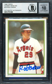 Rod Carew Autographed 1986 Topps All Star Set Card #16 California Angels Auto Grade Gem Mint 10 Beckett BAS #12751606